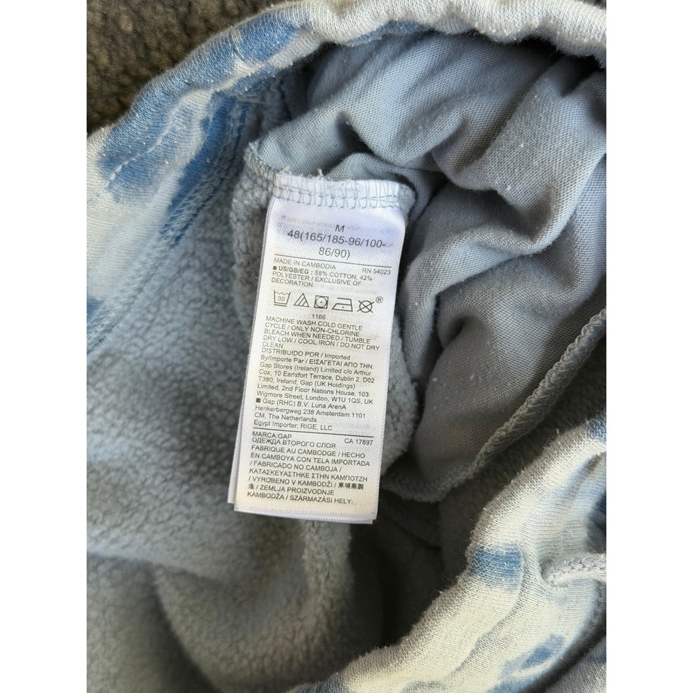 Gap Logo Tie Dye Fleece Joggers Blue White Sweatpants Medium - Picture 3 of 8